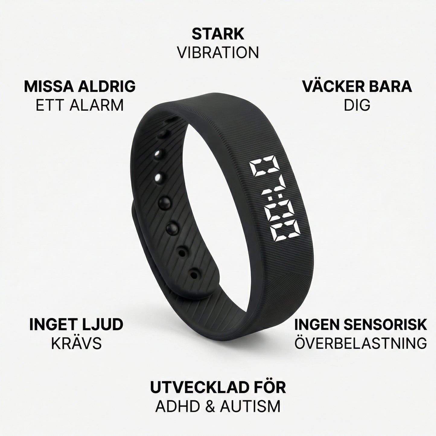 SenSömn - Vibrations Armband, Vakna Utan Ljud & Alarm